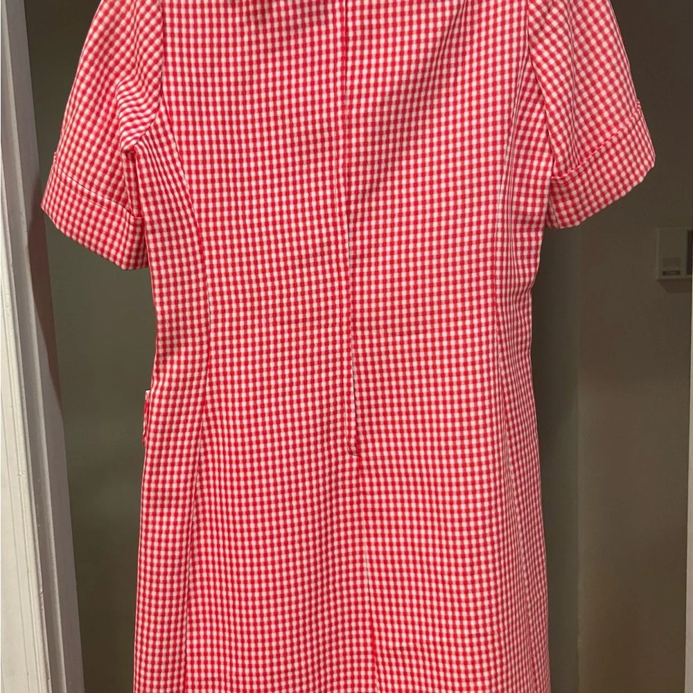 Vintage polyester dress red & white checked dress. Size tag missing. - Picture 5 of 5